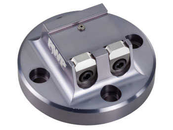 1.5" Dovetail Fixture, 2 Clamps, Aluminum (specific to Mori Seiki MNV3000 and Matsuura 330X - Metric pallet), 2.0" Fixture Height, 3.74" Bolt Circle Diameter