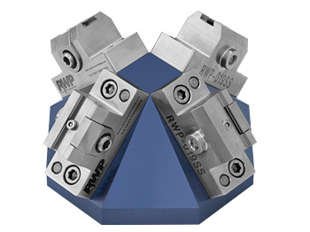 0.375" Dovetail Fixture, 4 Clamps, Stainless Steel, 1.25" Fixture Height. 45° Angle