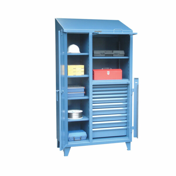 Slope-Top Cabinet with Lift-Up Lid and Lock Bar, 45"W x 24"D x 72"H