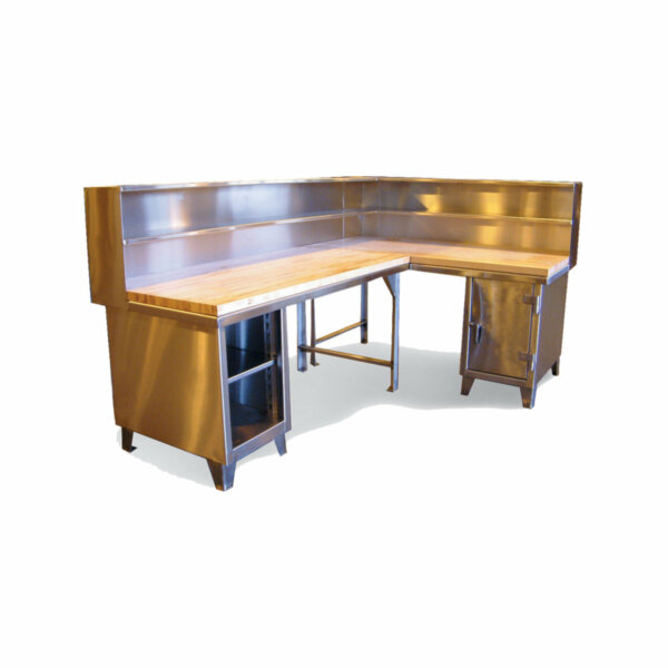Stainless Steel Corner Workstation with Maple Top