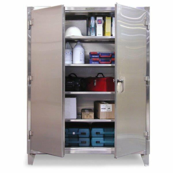 Stainless Steel Industrial Cabinet, 3 Shelves, 36"W x 24"D x 60"H