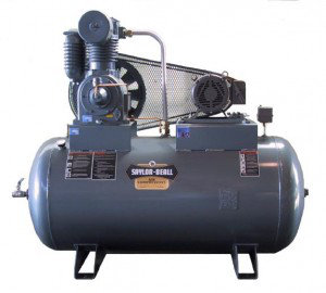 Saylor-Beall Horizontal Industrial Air Compressor, 3 Phase Electric Motor Driven, 10 HP, #4500 Splash Lubricated Pump