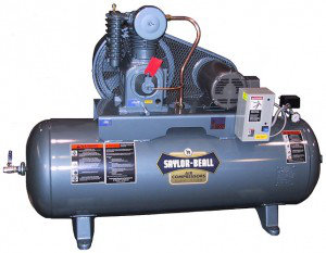 Saylor-Beall Horizontal Industrial Air Compressor, 1 Phase Electric Motor Driven, 7-1/2 HP, #707 Splash Lubricated Pump