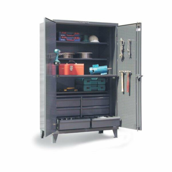 Tool Storage Cabinet with Slide-Out Shelves and 6 Drawers, 48"W x 24"D x 72"H