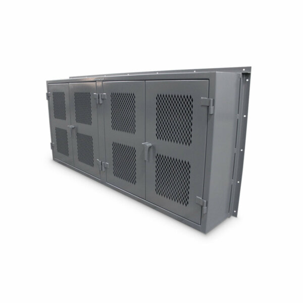 Wall Mounted Industrial Cabinet with Ventilated Doors and Pegboard, 100"W x 14"D x 50"H