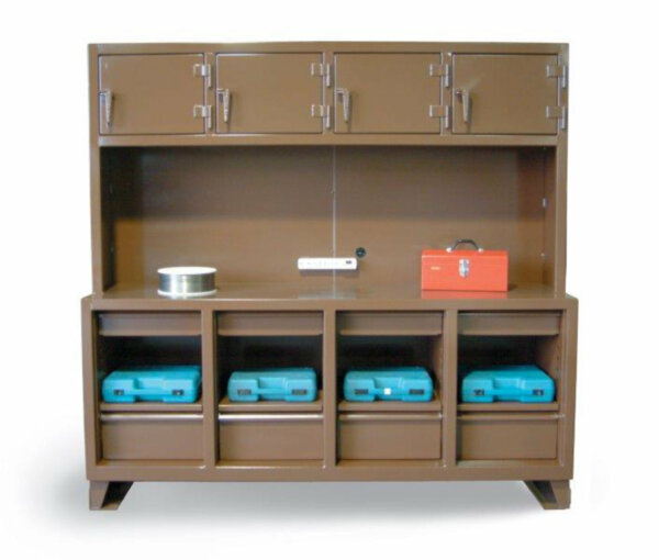 Workbench Storage with 4 Upper Compartments, 89"W x 24"D x 39"H