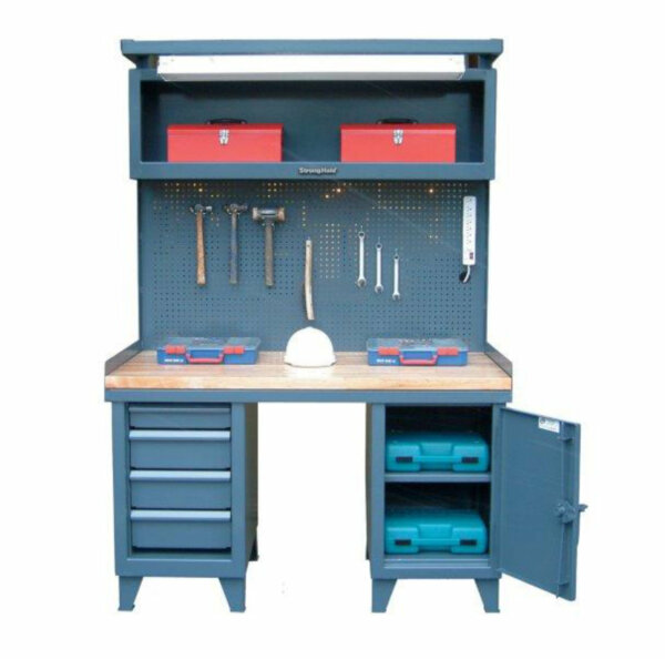 Workbench with Pegboard and Maple Top, 60"W x 30"D x 37"H