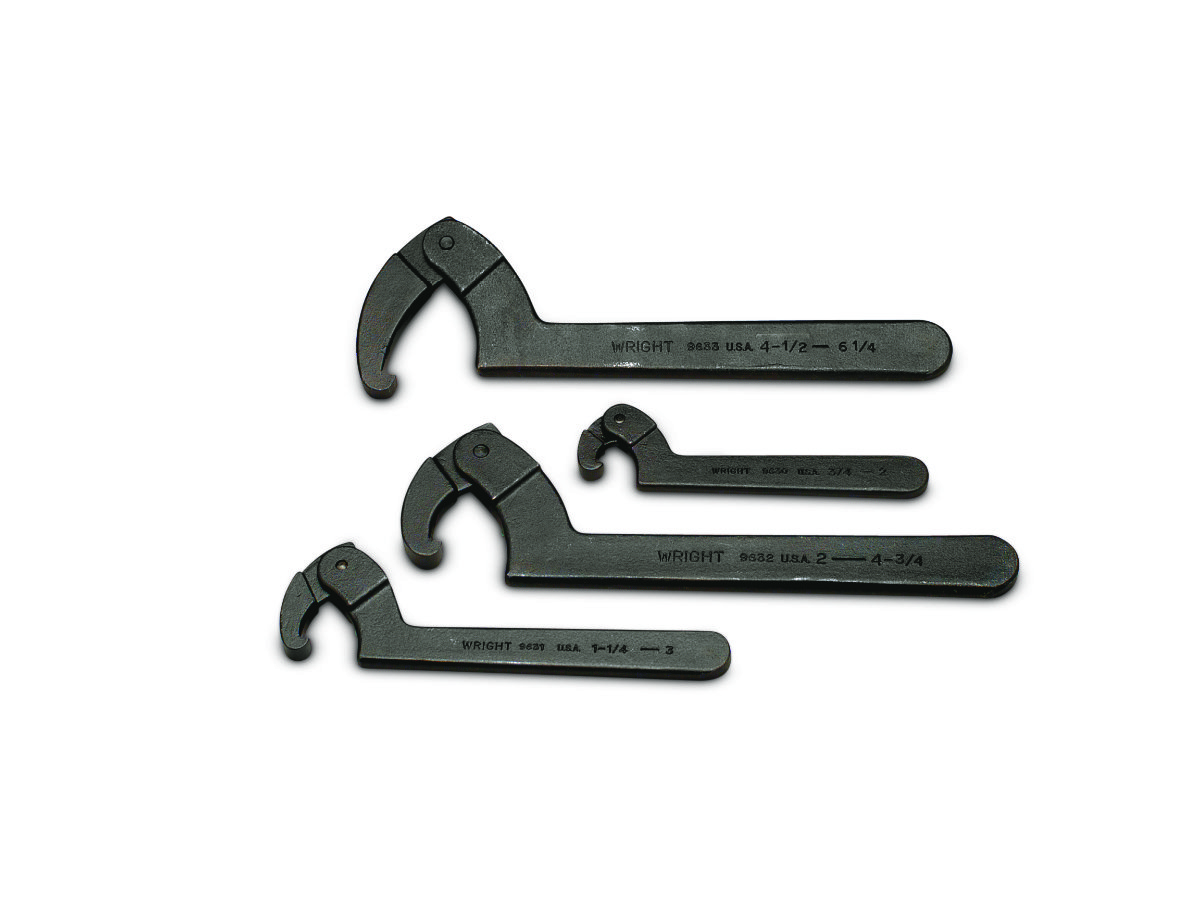 Wright Tool 9629 4 Piece Adjustable Hook Spanner Wrench Set
