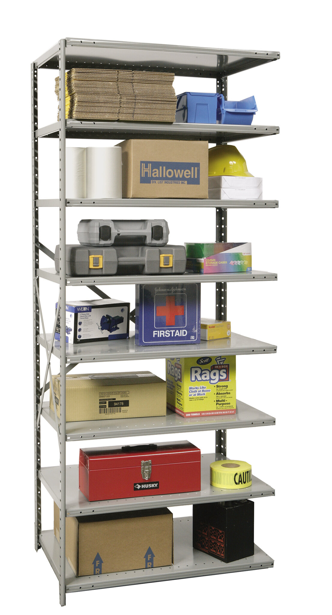 Hallowell HiTech Metal Shelving, 725 Dark Gray, 8 Adjustable Shelves
